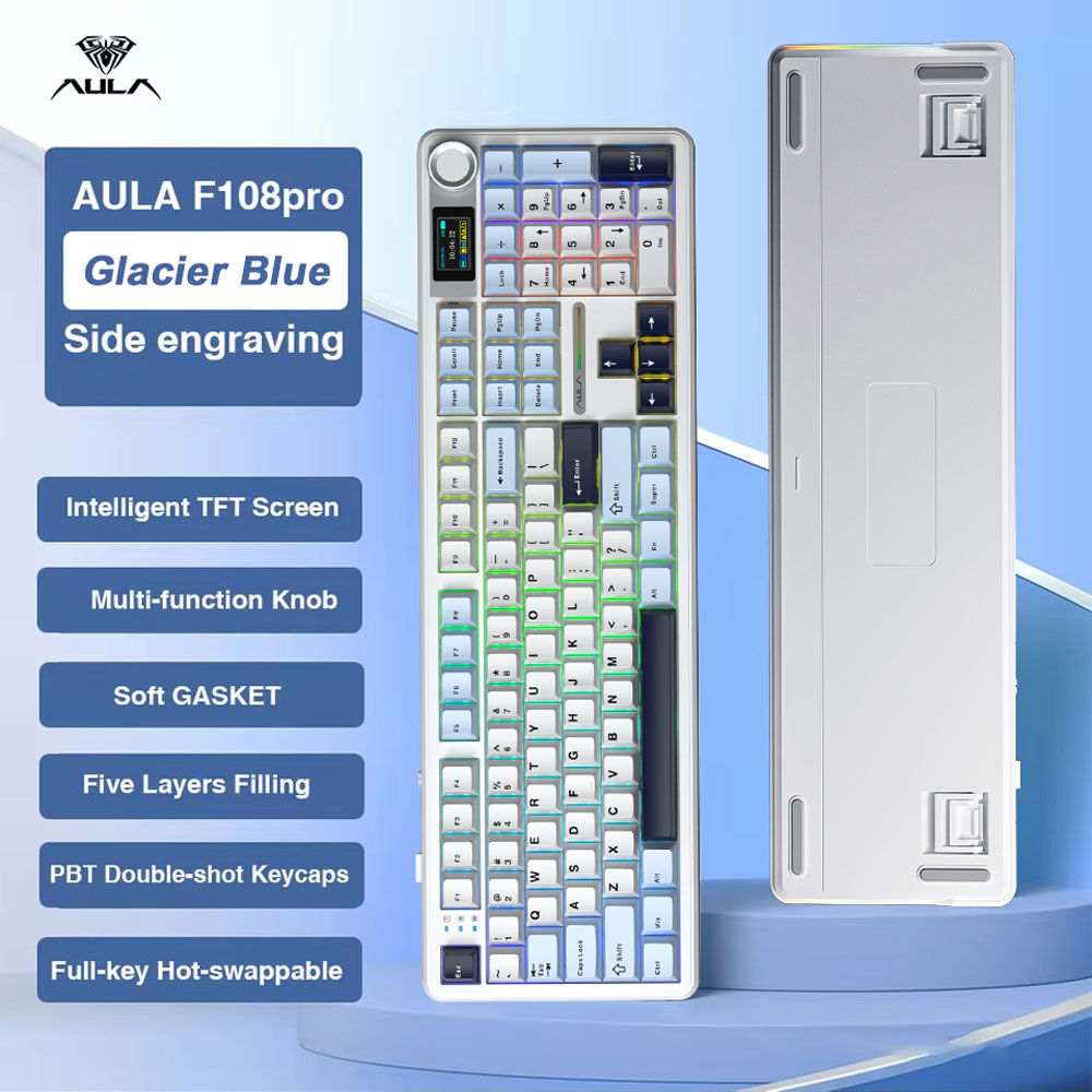 Gaming Keyboard Thocky - AULA F108 Pro Gamingowa klawiatura mechaniczna