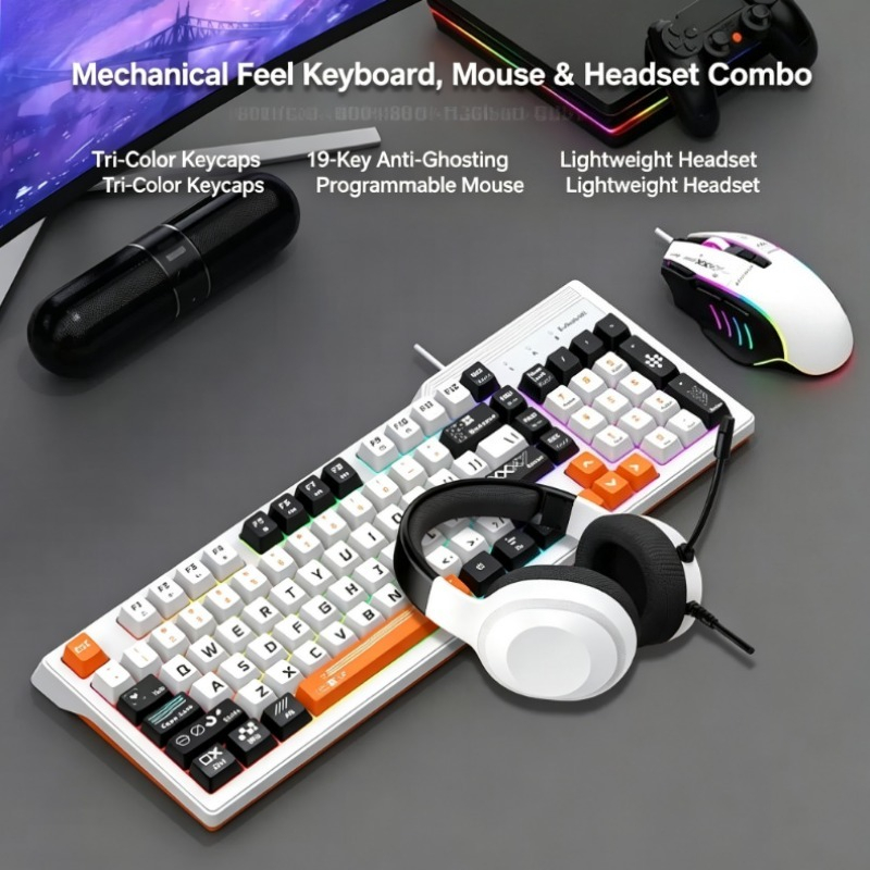 Gaming Keyboard Mouse And Headset Combo - K8pro 3 w 1 Zestaw Gamingowy:
