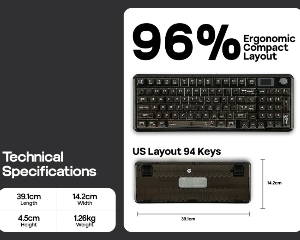 AULA F-NB98 96% ANSI US Layout – Keyboard Gaming Transparent recenzja i cena